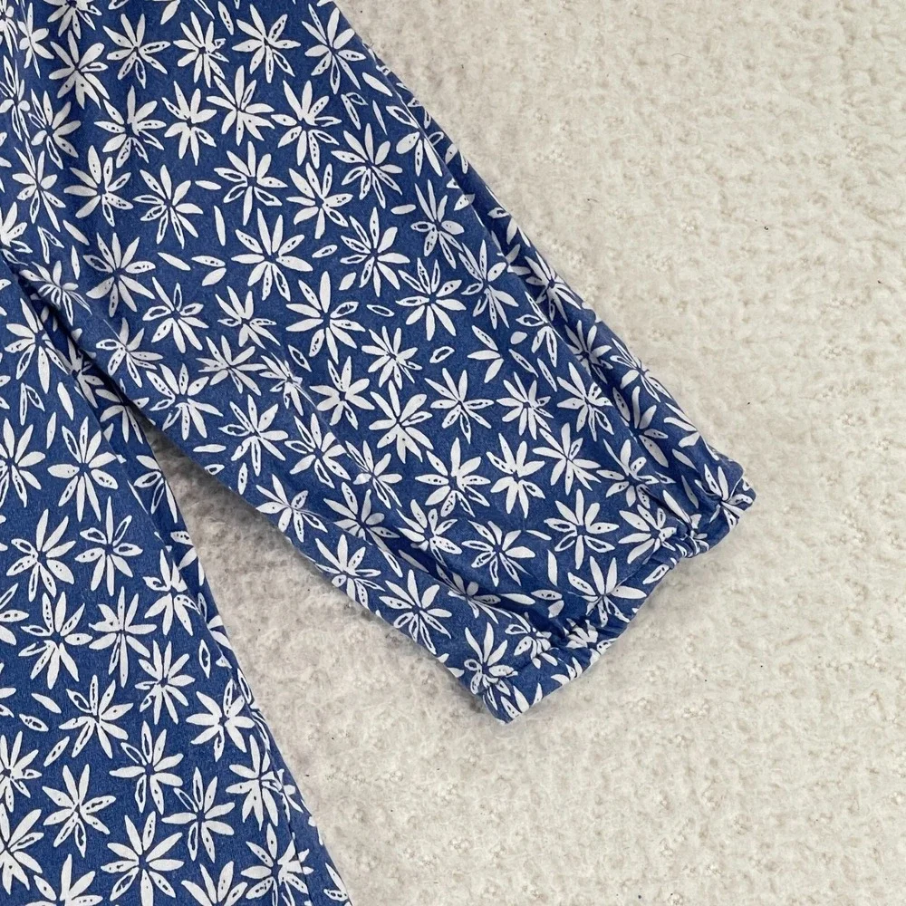 J. Jill Blue Floral Print Off the Shoulder Shirt‎ Womens Long Sleeve Size Large